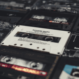 Retro cassette tape collection for music enthusiasts and vintage audio lovers.